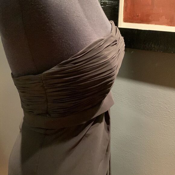 Morilee black gathered bodice crystal broach chiffon maxi, NWT, size 4 - Picture 7 of 11